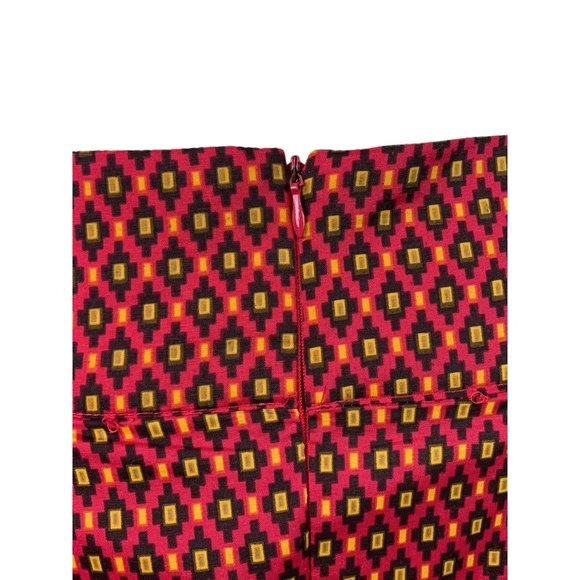 Large Tulle Red Diamond Pattern Mini Skirt Lined Back Zip 19" Length - Picture 3 of 7